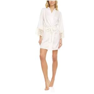 Flora Nikarooz Kit White Lace Trim Wrap Robe